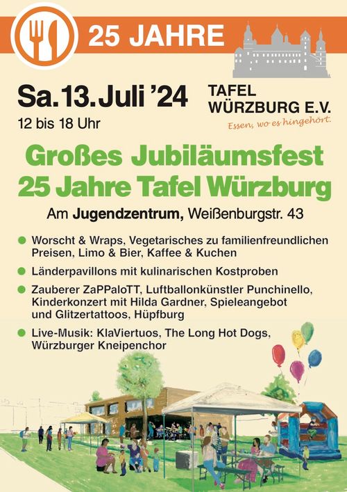 Plakat für das Fest "25 Jahre Tafel Würzburg"